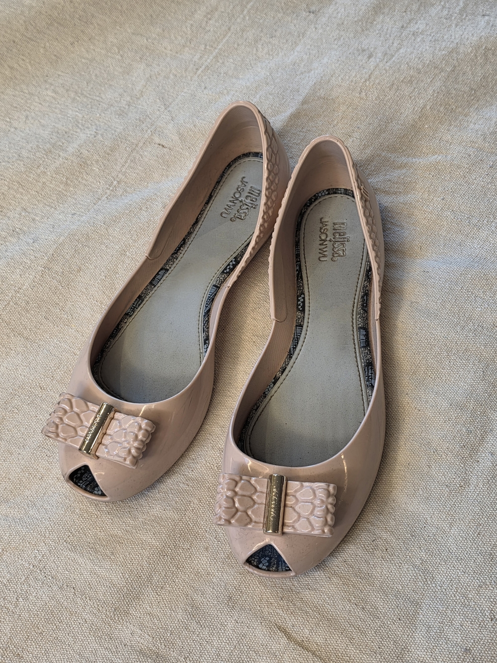 Jason Wu Melissa Pink Peep-Toe Flats with Bow Detail